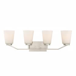 Nome 4-Light Vanity Light Fixture, Brushed Nickel, Frosted Glass