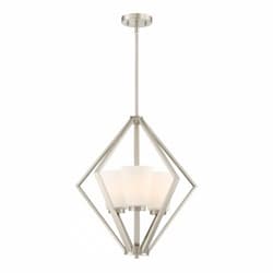 Nome 3-Light Pendant Light Fixture, Brushed Nickel, Frosted Glass