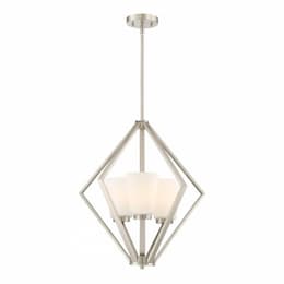 Nome 3-Light Pendant Light Fixture, Brushed Nickel, Frosted Glass