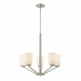 Nome 5-Light Chandelier Light Fixture, Brushed Nickel, Frosted Glass