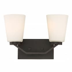 Nome 2-Light Vanity Light Fixture, Mahogany Bronze, Frosted Glass