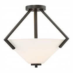 Nome 2-Light Semi-Flush Light fixture, Mahogany Bronze, Frosted Glass