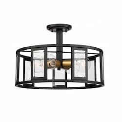 4-Light Payne Semi-Flush Light, Midnight Bronze, Clear Beveled Glass