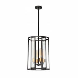 4-Light Payne Foyer Pendant Light, Midnight Bronze, Clear Beveled Glass