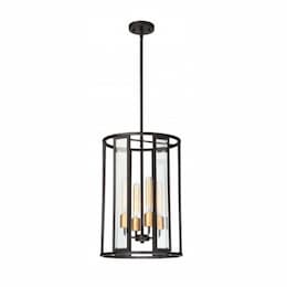 4-Light Payne Foyer Pendant Light, Midnight Bronze, Clear Beveled Glass