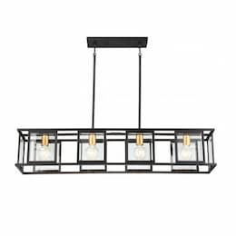 4-Light Payne Island Pendant Fixture, Midnight Bronze, Clear Beveled Glass