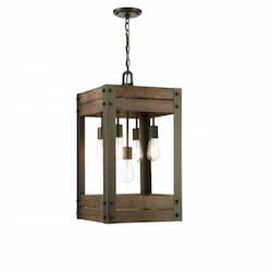 60W Winchester Pendant Light, Old Wood, 4-Light, Bronze