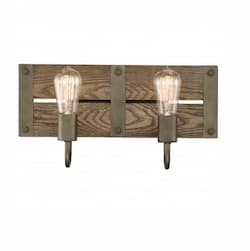 60W Winchester Vanity Light, Aged Wood, 2-Light, Bronze