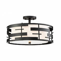 Lansing Semi-Flush Mount Light Fixture, Textured Black