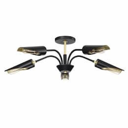 Marc Steel Geometric Chandelier w/o Bulbs, 5-Light, 120V, Matte Black