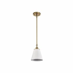 60W Dover Pendant, 110V, White/Vintage Brass, Small