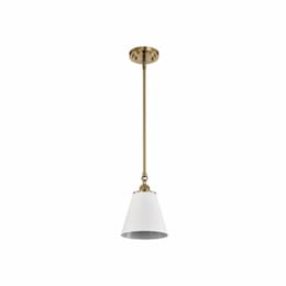 Nuvo 60W Dover Pendant, 110V, White/Vintage Brass, Small