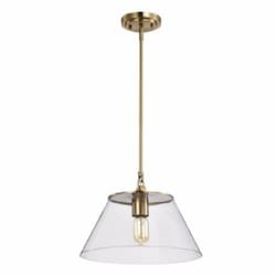 60W Dover Pendant, 110V, Clear Glass/Vintage Brass, Medium