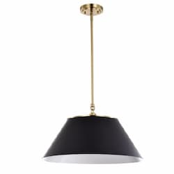 60W Dover Pendant, 3-Light, 110V, Black /Vintage Brass, Large