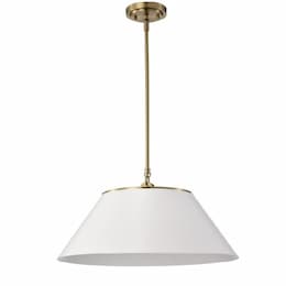 60W Dover Pendant,3-Light, 110V, White/Vintage Brass, Large