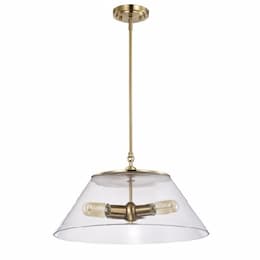 60W Dover Pendant,3-Light, 110V, Glass/Vintage Brass, Large