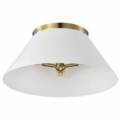 Nuvo 60W Dover Flush Mount, 3-Light, 110V, White/Vintage Brass, Large