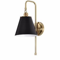 60W Dover Wall Sconce, 1-Light, 110V, Black/Vintage Brass