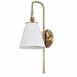 60W Dover Wall Sconce, 1-Light, 110V, White/Vintage Brass