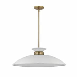 Nuvo 100W Perkins Pendant, 1-Light, 120V, White/Burnished Brass, Large