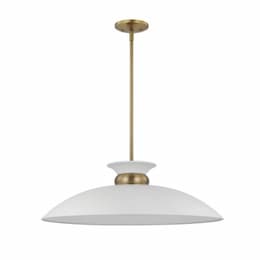 100W Perkins Pendant, 1-Light, 120V, White/Burnished Brass, Large