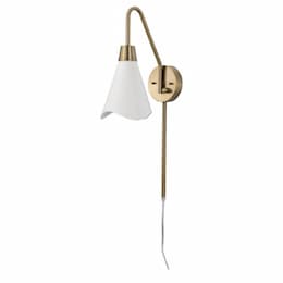 60W Tango Wall Sconce, 1-Light, 120V, Matte Black/Burnished Brass