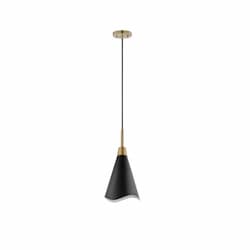 Nuvo 60W Tango Pendant, 1-Light, 120V, Black/Burnished Brass, Small