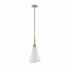 Nuvo 60W Tango Pendant, 1 Light,  120V, White/Burnished Brass, Small