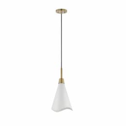 60W Tango Pendant, 1 Light,  120V, White/Burnished Brass, Small