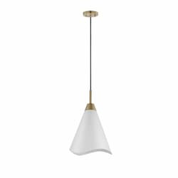 60W Tango Pendant, 1 Light, 120V, White/Burnished Brass, Medium