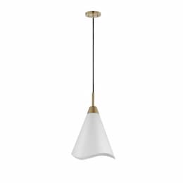 Nuvo 60W Tango Pendant, 1 Light, 120V, White/Burnished Brass, Medium