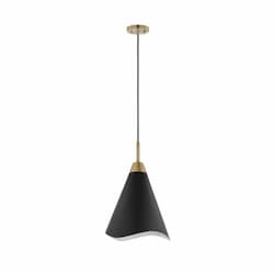 60W Tango Pendant, 1 Light, 120V, Black/Burnished Brass, Large