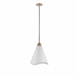 60W Tango Pendant, 1 Light, 120V, White/Burnished Brass, Large