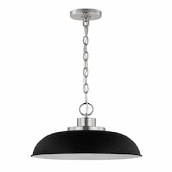 Nuvo 100W Colony Pendant, 1 Light, 120V, Black/Polished Nickel, Small