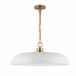 100W Colony Pendant, 1 Light, 120V, White/Burnished Brass, Large