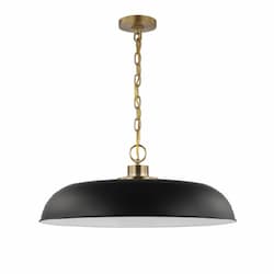 Nuvo 100W Colony Pendant, 1 Light, 120V, Black/Burnished Brass, Large