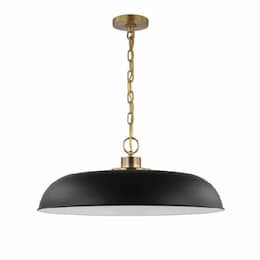 100W Colony Pendant, 1 Light, 120V, Black/Burnished Brass, Large