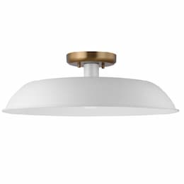 60W Colony Semi-Flush Mount, 120V, White/Burnished Brass, Medium