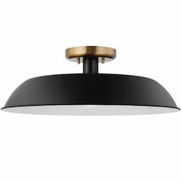 Nuvo 60W Colony Semi-Flush Mount, 120V, Black/Burnished Brass, Medium