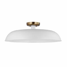 60W Colony Semi-Flush Mount, Large, 120V, White/Burnished Brass