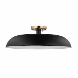 60W Colony Semi-Flush Mount, Large, 120V, Black/Burnished Brass