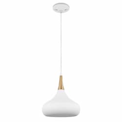 60W Phoenix Pendant, Small, 120V, White/Burnished Brass