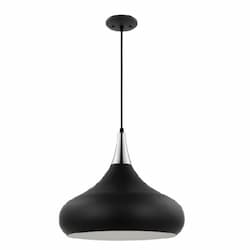 60W Phoenix Pendant, Large, 120V, Black/Polished Nickel