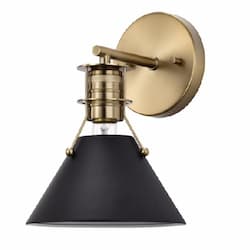 60W Outpost Wall Sconce, 1-Light,  120V, Black/Burnished Brass