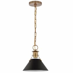 60W Phoenix Pendant, Small, 120V, Black/Burnished Brass