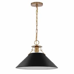 60W Phoenix Pendant, Large, 120V, Black/Burnished Brass