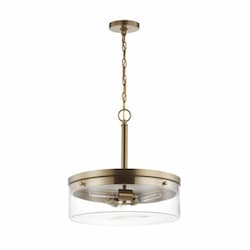 60W Intersection Pendant, 3-Light, 120V,Burnished Brass/Clear Glass