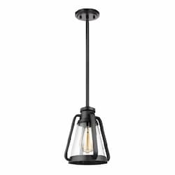 60W Everett Mini Pendant, 120V, Black/Clear Glass