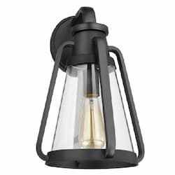 60W Everett Wall Sconce, 1-Light, Large, 120V, Black/Clear Glass