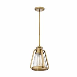 60W Everett Mini Pendant, 120V, Natural Brass/Clear Glass